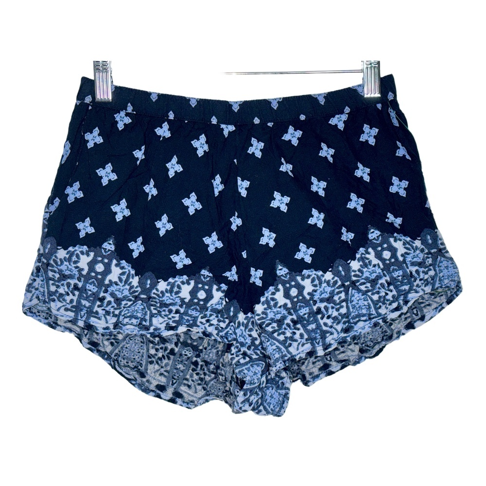 NEW Abercrombie & Fitch Navy Blue White Floral Elastic Low Rise Shorts Size XS